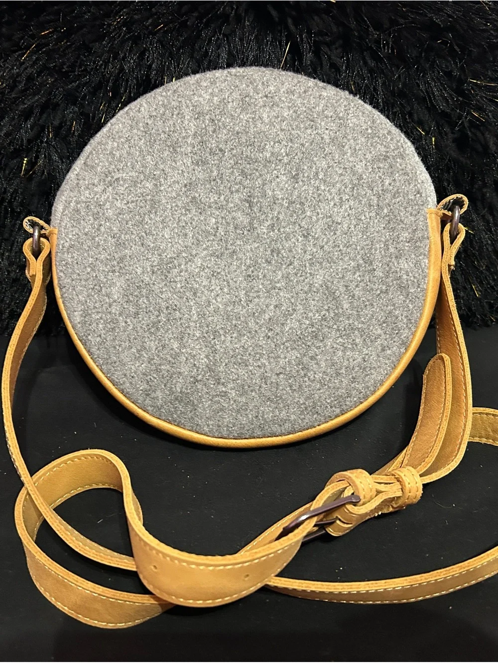 Hearth & Hand Tan and Gray Round Crossbody Bag